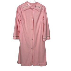 Vintage Katz Coat Bathrobe Womens Small Pink Fleece Housecoat Never Worn